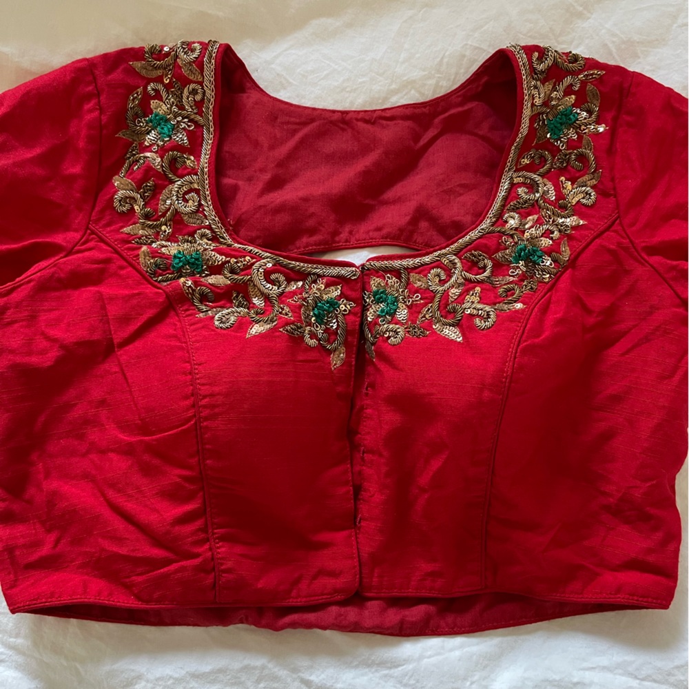 New designer heavy embroidered Indian Pakistani padded blouse for Sari & lehenga - Picture 3 of 10